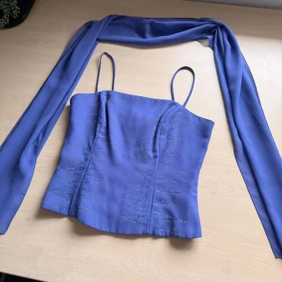 Beaded Blue & Purple Corset Top & Scarf - Picture 5 of 8